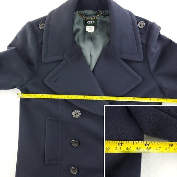 J. Crew 100% Wool Pea Coat Double Breasted 4 Button Navy Women's P8 (Petite 8) - Picture 8 of 16